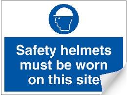 picture of Safety Helmets Site Sign - 600 x 450Hmm - Self Adhesive Vinyl - [AS-MA114-SAV]