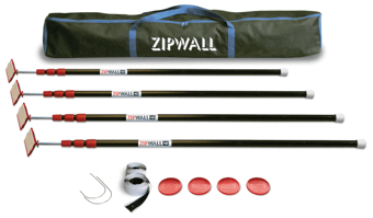 Picture of ZipWall 10 - Spring-loaded Poles - 3m - 128cm x 13cm x 9cm - With Carry Bag - Pack of 4 - [ZP-ZP4]