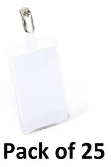 picture of Durable - Visitor Name Badge - Portrait - 90 x 60mm - Transparent - Pack of 25 - [DL-810719]