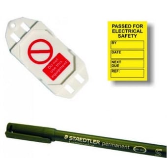 Picture of PAT Testing Mini Tag Insert Kit - Yellow (20 AssetTag holders, 40 inserts, 1 pen) - [ SCXO-CI-TG62YK]
