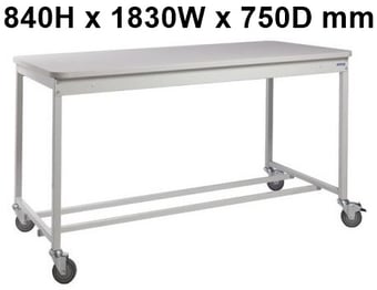 picture of QMP Mailroom Workbench - Mobile Open Bench - MFC Worktop - 840H x 1830W x 750D mm - [QM-MR841875PLMX]