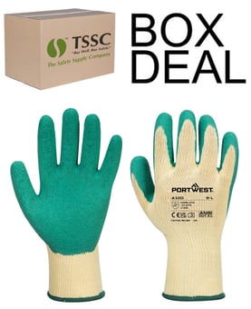 picture of Portwest A100 Grip Latex Green Gloves - Box Deal 144 Pairs - IH-PWA100GNR