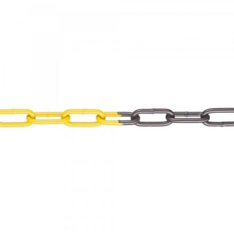 Picture of M-FERRO Signal 6 - Yellow/Black - Steel Barrier Chain - 6mm Gauge - Galvanised and Plastic Coated - 1m Length - [MV-213.11.240] - (DISC-W)