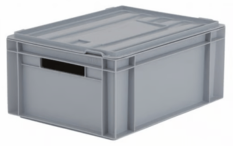 Picture of BiGDUG Euro Stacking Box with Hinged Lid - 180h x 300w x 400d mm - 15L - Grey - Box Deal of 10 - [IH-BDU-BNB4316LG] - (LP)
