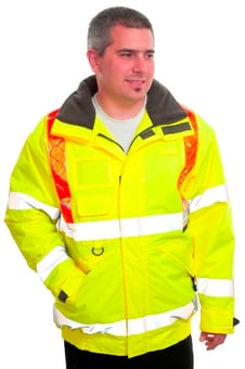 picture of Superior Red Brace Hi-Vis Padded Bomber with Hood - LE-J03-Y