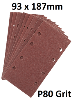 picture of Amtech 10pc Hook and Loop Sanding Sheets - P80 Grit 93 x 187mm - [DK-V4007]