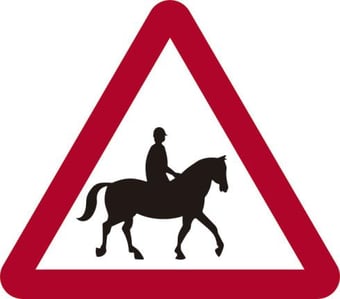 picture of Spectrum 600mm tri. Dibond Accompanied Horses Or Ponies Likely Ahead Road Sign - Without Channel - SCXO-CI-14720-1