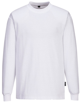 picture of Portwest - Anti-Static ESD Long Sleeve T-Shirt - White - 195g - PW-AS22WHR
