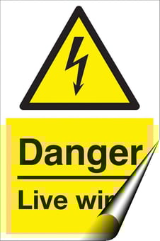 picture of Danger Live Wires LARGE - 400 x 600Hmm - Self Adhesive Vinyl - [AS-WA16-SAV]