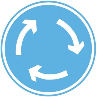 Picture of Traffic Roundabout Sign - Class 1 Ref BSEN 12899-1 2001 - 600mm Dia - Reflective - 3mm Aluminium - [AS-TR32-ALU]