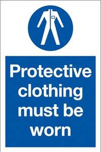 picture of Protective Clothing Must be Worn Sign - 200 x 300Hmm - Rigid Plastic - [AS-MA39-RP]