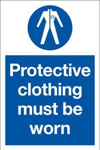 Picture of Protective Clothing Must be Worn Sign - 200 x 300Hmm - Rigid Plastic - [AS-MA39-RP]