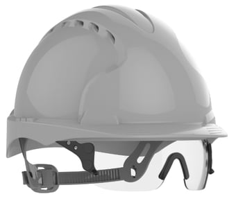 picture of JSP Evo 3 Vented Grey Safety Helmet with Clear Evospec Visor - [IH-AJF160-000-400ES]
