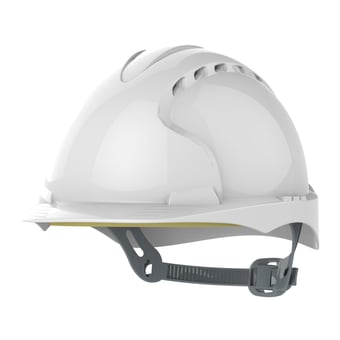 picture of JSP - The New EVO 3 White Safety Helmet - Vented - Standard Peak & Slip Ratchet Harness - [JS-AJF160-000-100]