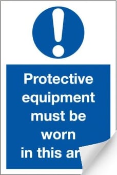 picture of Protective Equipment Area Sign - 200 x 300Hmm - Self Adhesive Vinyl - [AS-MA31-SAV]