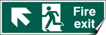 picture of Fire Exit Arrow Pointing North West Sign - 400 x 150Hmm - Self Adhesive Vinyl - [AS-SA15-SAV]
