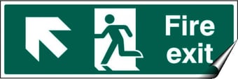 Picture of Fire Exit Arrow Pointing North West Sign - 400 x 150Hmm - Self Adhesive Vinyl - [AS-SA15-SAV]