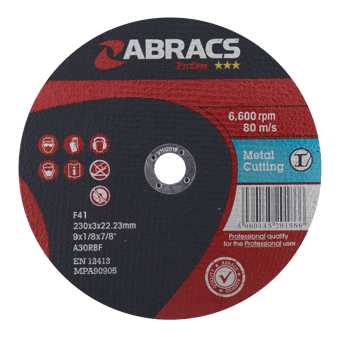 Picture of Abracs Proflex 230mm x 3.0mm x 22mm Flat Metal Cutting Disc - A30S4BF Grade - Box of 25 - [ABR-PF23030FM]