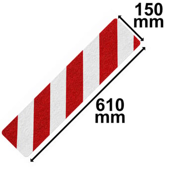 picture of Heskins Self Adhesive Anti Slip Strips - Red and White - 610 x 150mm - [HE-H3401Z-(R/W)]