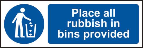 picture of Spectrum Place all rubbish in bins provided – RPVC 600 x 200mm - SCXO-CI-11379