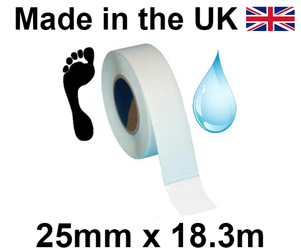 Clear Aqua Safe Anti-Slip Self Adhesive Tape - 25mm x 18.3m Roll - [HE-H3405C-(25)]