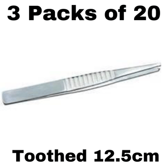 picture of Single Use - Treves Dissecting Forceps - 12.5cm - Toothed - 3 Packs of 20 - Sterile - [ML-D8666-PACK]