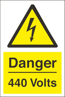 Picture of Danger 440 Volts Sign - 200 x 300Hmm - Rigid Plastic - [AS-WA11-RP]