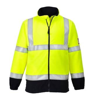 picture of Portwest - Yellow Flame Resistant Anti-Static Hi-Vis Fleece - [PW-FR31YER]