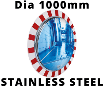 picture of ROUND STAINLESS STEEL TRAFFIC MIRROR - Dia 1000mm - To View 2 Directions - 7 Year Guarantee - [VL-886-SS]