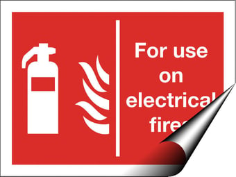 Picture of For Use on Electrical Fires Sign - 200 X 150Hmm - Self Adhesive Vinyl - [AS-FI43-SAV]