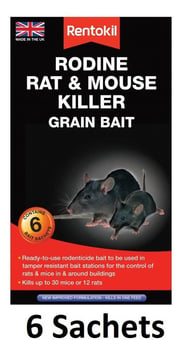 picture of Rentokil Rodine Rat & Mouse Killer Grain Bait - 6 Sachet - [RH-PSMR13]