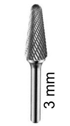 picture of Abracs Carbide Burr Ball Nose Cone - L Shape - 3.0mm Spindle Diameter - [ABR-CBL031203DC]