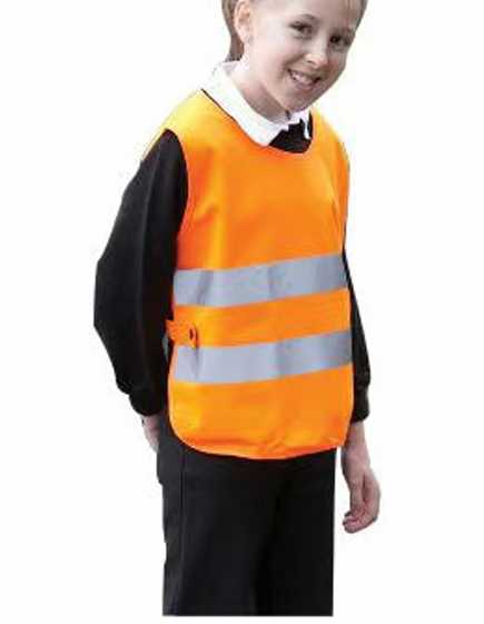 Children's Hi-Vis Orange Tabard - Side Elasticated with Velcro Adjustment - [BI-21] - (DISC-W)