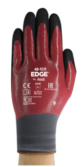 picture of Ansell Edge 48-919 Black/Red Nitrile Coated Gloves - Pair - AN-48-919