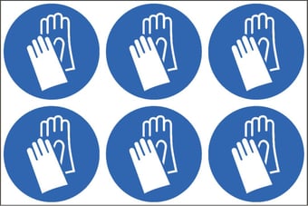 picture of Safety Labels - Gloves Symbol (24 pack) 6 to Sheet - 75mm dia - Self Adhesive Vinyl - [AS-SAL11-SAV]