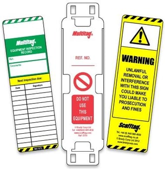 picture of Scafftag Multitag Pack for Machinery - Box of 10 Holders, 10 Inserts & 1 Permanent Marker Pen - [SC-EITH/L]