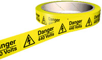 picture of Hazard Labels On a Roll - Danger 440 Labels - Electric Flash Symbol - Self Adhesive Vinyl - 100 per Roll - Choice of Sizes - AS-WA168