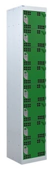 picture of QMP Tool Charging Locker - Perforated Door - Standard Plug - 8 Compartment - Green - 1800H x 450W x 450D mm - [QM-BL1845458GPX]