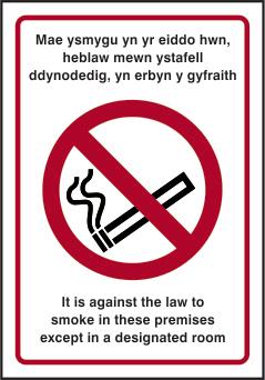 picture of Spectrum It Is Against The Law To Smoke In These Premises Except.. Welsh / English – RPVC 160 x 230mm - SCXO-CI-11869