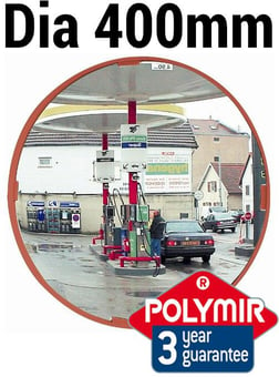 picture of ROUND MULTI-PURPOSE MIRROR - Polymir - Dia 400mm - Red Frame - To View 2 Directions - 3 Year Guarantee - [VL-R514]