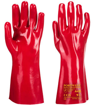picture of Portwest A435 Grip 12 PVC Gauntlet 35cm Red - [PW-A435RER]