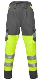 Picture of Beckamoor EcoViz CL 1 Stretch Womens Poly/Cotton Cargo Trousers Yellow/Grey - Short Leg - LE-CL04-Y/GY-S