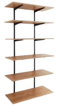 Picture of BiGDUG Office Wall Mounted Shelving Kit - 1980h x 1000w x 200d mm - 6 Oak Melamine Levels - [BDU-TSB1926OO]
