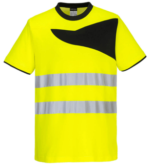 Picture of Portwest - PW2 Hi-Vis Short Sleeve T-Shirt - Polyester - Cotton - Yellow/Black - PW-PW213YBR