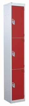 picture of QMP Standard Locker - 3 Compartment - Red Doors - 1800H x 300W x 450D mm - [QM-LS1830453RXX]
