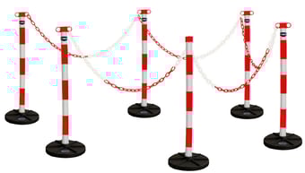 Picture of Way4Now Chain Support Post with Plastic Barrier Chain - Red-White - Set of 6 - [IH-CHAINPOST6-RW]