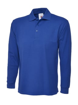 picture of Uneek Unisex Long Sleeve Royal Polo Shirt - UN-UC113-ROY