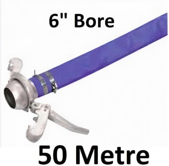 picture of 50 Metre 6" Bore - Blue PVC Layflat Hose Assemblies - 57kg - [HP-LFA6-50M]