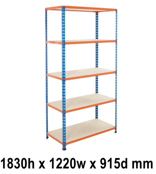 picture of BiGDUG BiG200 Shelving 5 Levels - Chipboard Shelves - 1830h x 1220w x 915d mm - 80kg UDL - [BDU-B21812095BO]