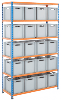 picture of BiGDUG BiG340 Shelving - 1980h x 1220w x 455d mm - 20x 25L Euro Containers - [BDU-UZK612420]
